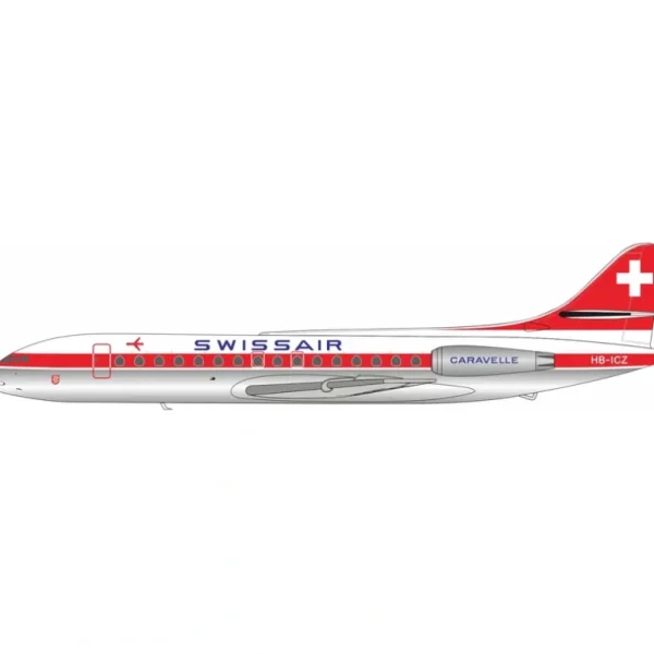 B-Models B-210-SR-ICZ Swissair Sud SE-210 Caravelle III HB-ICZ - Miniature Marvels: Airplane Models & Painted Dice* Airplane Model