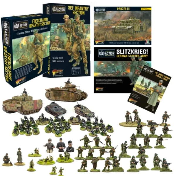 Bolt Action - Fall of France Starter Bundle - Miniature Marvels: Airplane Models & Painted Dice* Shop All