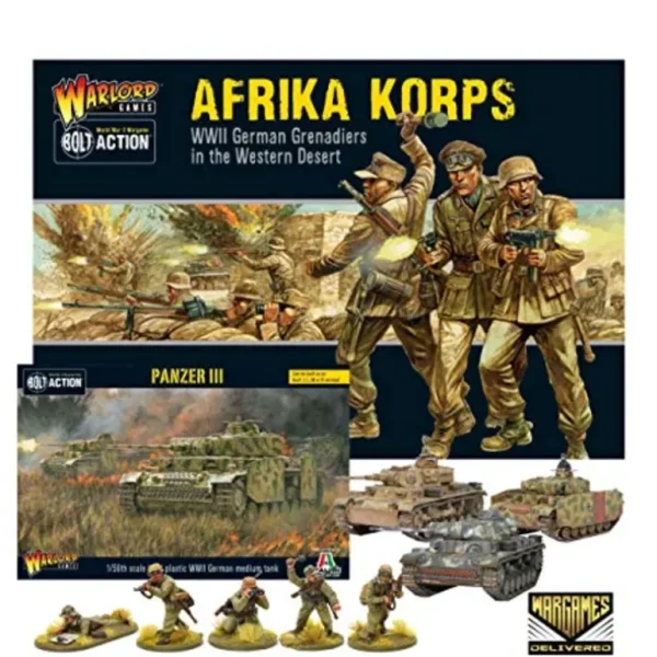 Bolt Action - Germany: Afrika Korps Infantry Set + Digital Guide: The Western Desert - Miniature Marvels: Airplane Models & Painted Dice* Shop All