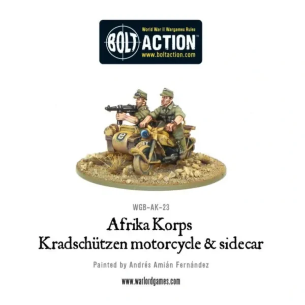 Bolt Action - Germany: Afrika Korps Kradschutzen Motorcycle and Sidecar - Miniature Marvels: Airplane Models & Painted Dice* Shop All