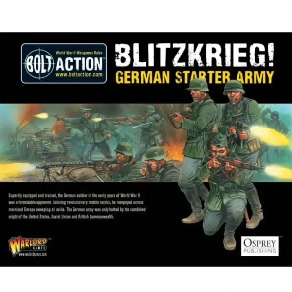 Bolt Action - Germany: Blitzkrieg! German Army Starter Set + Digital Guide: Armies of Germany 2nd Edition - Miniature Marvels: Airplane Models & Painted Dice* Shop All