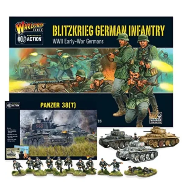 Bolt Action - Germany: Blitzkrieg German Infantry and Panzer 38(T) Set - Miniature Marvels: Airplane Models & Painted Dice* Shop All