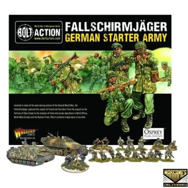 Bolt Action - Germany: Fallschirmjger German Army Starter Set + Digital Guide: Armies of Germany 2nd Edition - Miniature Marvels: Airplane Models & Painted Dice* Shop All