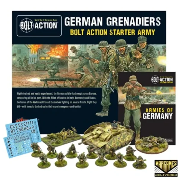 Bolt Action - Germany: German Grenadiers Starter Army and German Army Paint Set - Miniature Marvels: Airplane Models & Painted Dice* Shop All