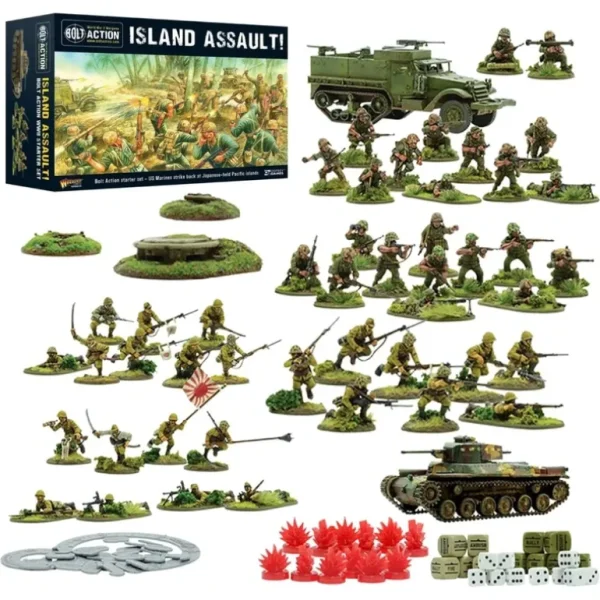 Bolt Action - Island Assault Starter Set - Miniature Marvels: Airplane Models & Painted Dice* Shop All