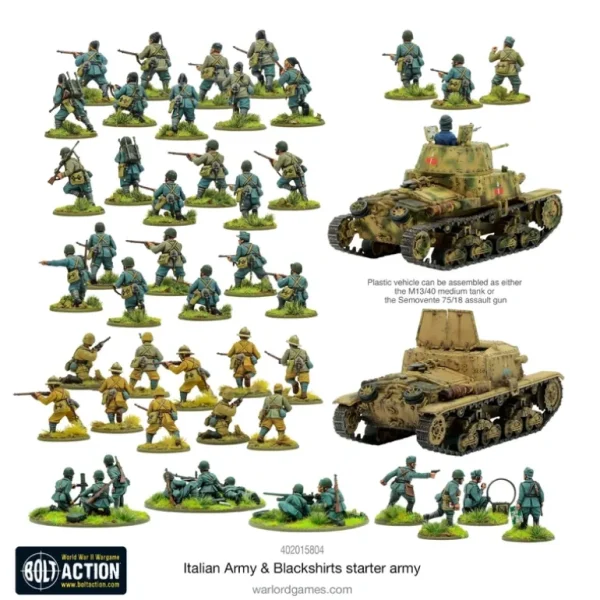 Bolt Action - Italy: Italian Army & Blackshirts Starter Army - Miniature Marvels: Airplane Models & Painted Dice* Shop All