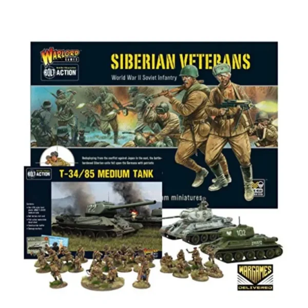 Bolt Action - Soviet Union: Siberian Veterans and T-34/85 Medium Tank Set - Miniature Marvels: Airplane Models & Painted Dice* Shop All