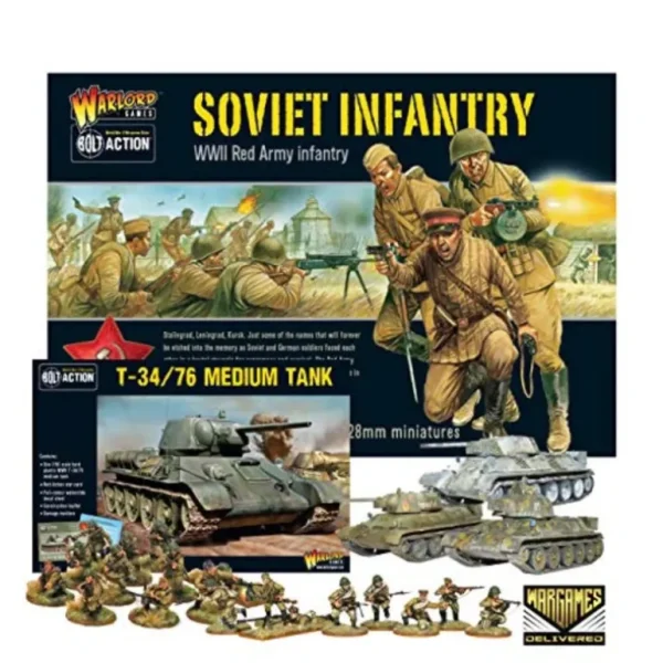 Bolt Action - Soviet Union: Soviet Infantry and T-34/76 Medium Tank Set - Miniature Marvels: Airplane Models & Painted Dice* Shop All