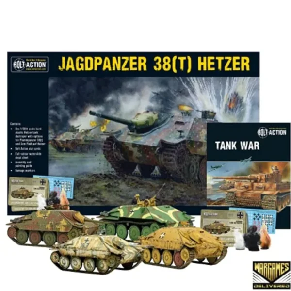 Bolt Action - Tank War: Hetzer German Tank + Digital Guide - Miniature Marvels: Airplane Models & Painted Dice* Shop All