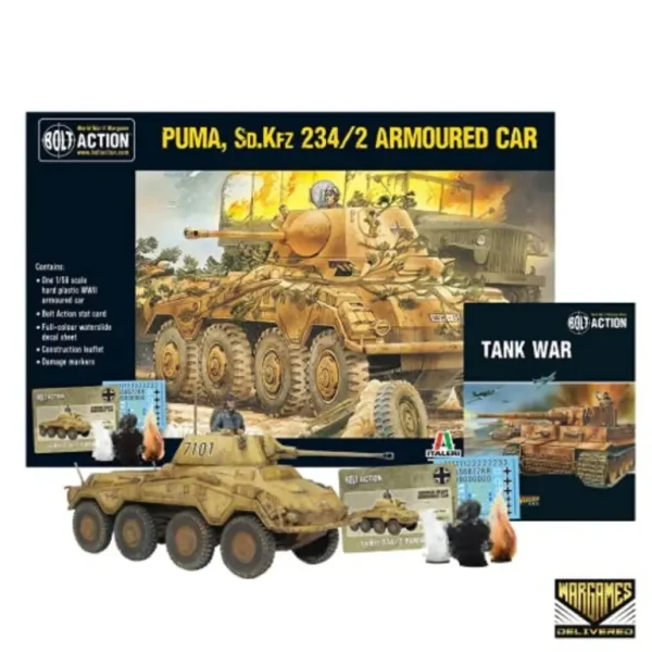 Bolt Action - Tank War: Puma, Sd.Kfz 234/2 Armoured Car + Digital Guide - Miniature Marvels: Airplane Models & Painted Dice* Shop All
