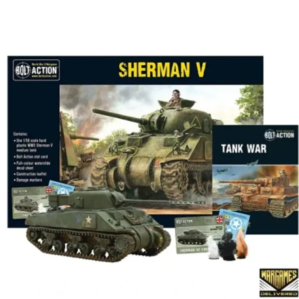 Bolt Action - Tank War: Sherman V Tank + Digital Guide - Miniature Marvels: Airplane Models & Painted Dice* Shop All