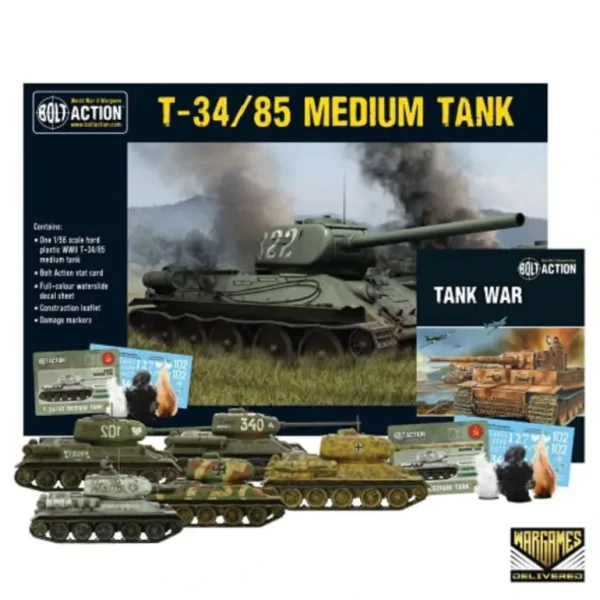 Bolt Action - Tank War: T-34/85 German Medium Tank + Digital Guide - Miniature Marvels: Airplane Models & Painted Dice* Shop All