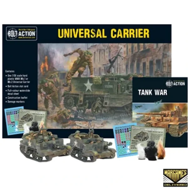 Bolt Action - Tank War: Universal Carrier British Tank + Digital Guide - Miniature Marvels: Airplane Models & Painted Dice* Shop All