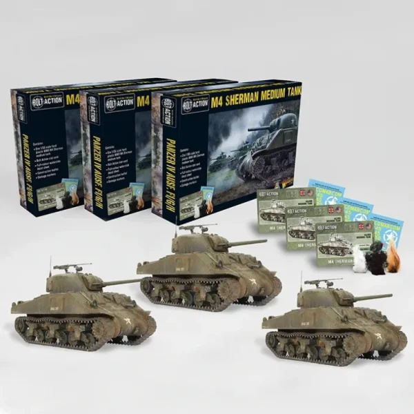 Bolt Action - USA: M4 Sherman Medium Tank, 3-Pack - Miniature Marvels: Airplane Models & Painted Dice* Shop All