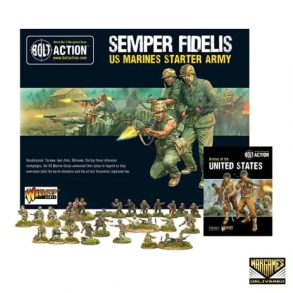 Bolt Action - USA: Semper Fidelis US Marines Starter Set + Digital Guide: Armies of the United States - Miniature Marvels: Airplane Models & Painted Dice* Shop All