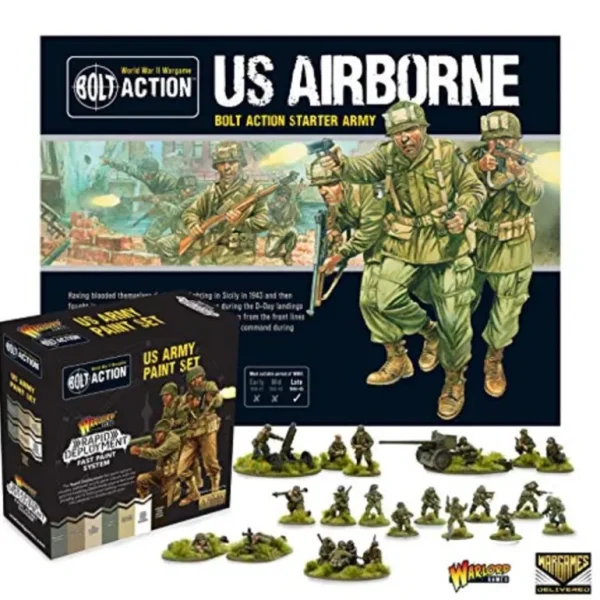 Bolt Action - USA: US Airborne Starter Army and US Army Paint Set - Miniature Marvels: Airplane Models & Painted Dice* Shop All
