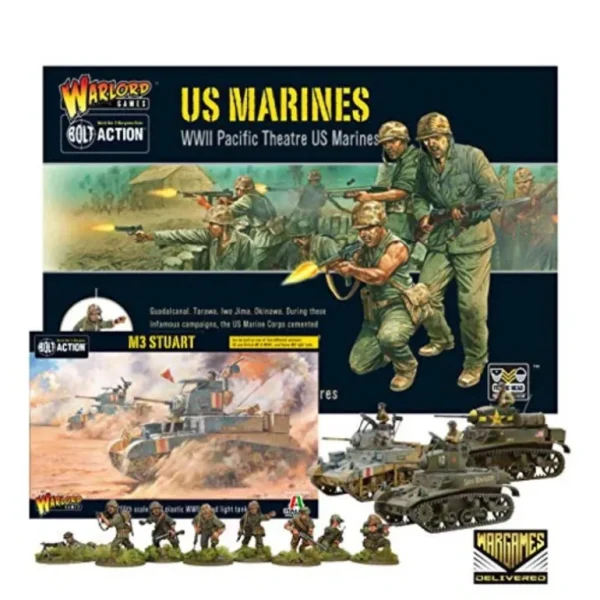Bolt Action - USA: US Marines and M3 Stuart Set - Miniature Marvels: Airplane Models & Painted Dice* Shop All