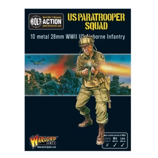 Bolt Action - USA: US Paratrooper Squad - Miniature Marvels: Airplane Models & Painted Dice* Shop All