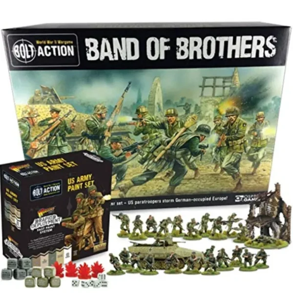 Bolt Action II Starter Set: Band of Brothers and US Army Paint Set - Miniature Marvels: Airplane Models & Painted Dice* Shop All