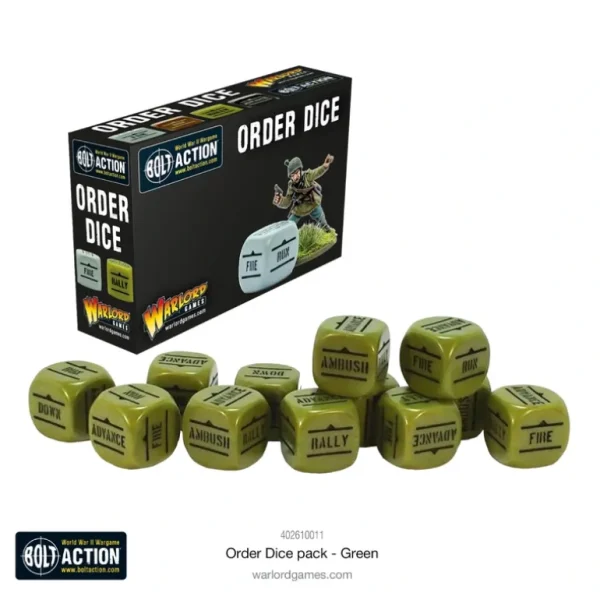 Bolt Action: Orders Dice Pack - Green - Miniature Marvels: Airplane Models & Painted Dice* Shop All