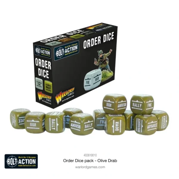 Bolt Action: Orders Dice Pack - Olive Drab - Miniature Marvels: Airplane Models & Painted Dice* Shop All