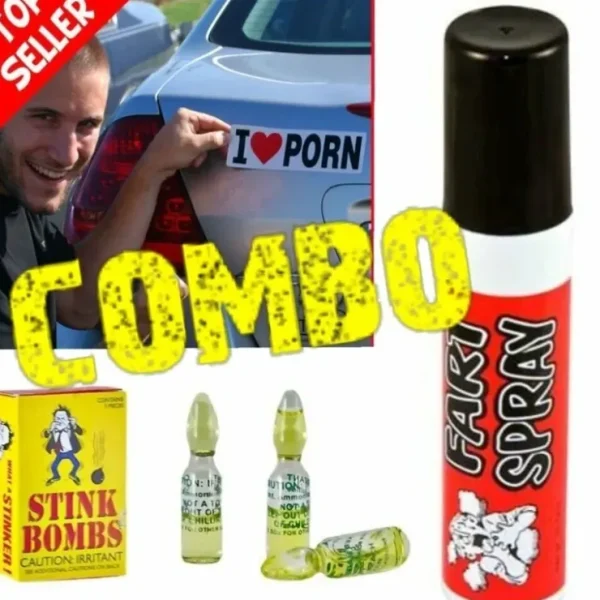 Discount 1 Box of 3 Stink Bombs + 1 Fart Spray Can + 1 "I love Porn Magnet" Prank Car Magnet - Miniature Marvels: Airplane Models & Painted Dice Egpull