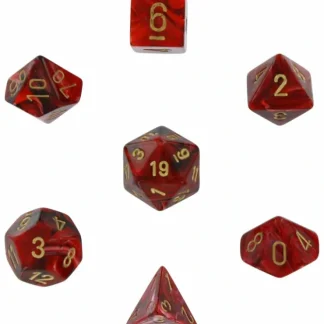 New Burgundy / Gold: Vortex Polyhedral Dice Set (7's) CHX 27434 - Miniature Marvels: Airplane Models & Painted Dice Dice