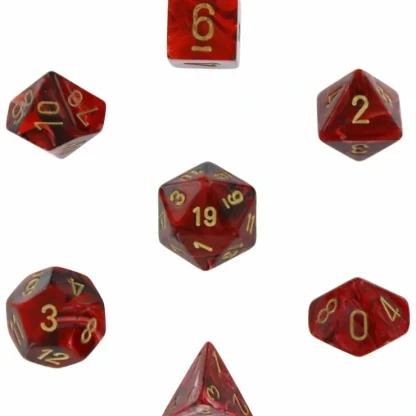 New Burgundy / Gold: Vortex Polyhedral Dice Set (7's) CHX 27434 - Miniature Marvels: Airplane Models & Painted Dice Dice