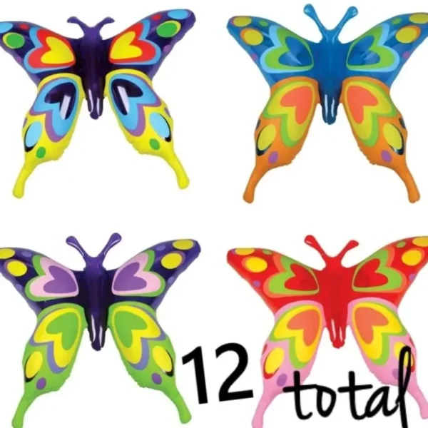 New 12 Butterfly Inflatable Blow Ups ~ Toy Party Bright Colorful Butterflies (1dz) - Miniature Marvels: Airplane Models & Painted Dice Egpull