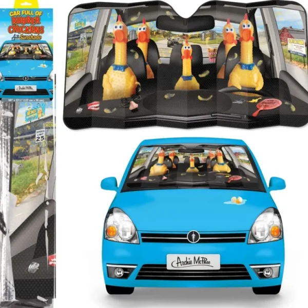 Best Sale Car Full of Rubber Chickens Auto Sunshade - Funny Gag Joke - Archie McPhee - Miniature Marvels: Airplane Models & Painted Dice Egpull