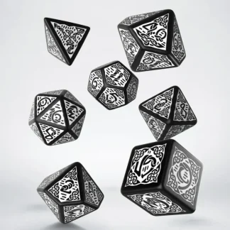Flash Sale Celtic 3D Revised Black & White Dice Set (7) QWS SCER05 - Miniature Marvels: Airplane Models & Painted Dice Dice