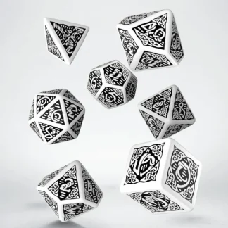 Flash Sale Celtic 3D Revised White & Black Dice Set (7) QWS SCER02 - Miniature Marvels: Airplane Models & Painted Dice Dice