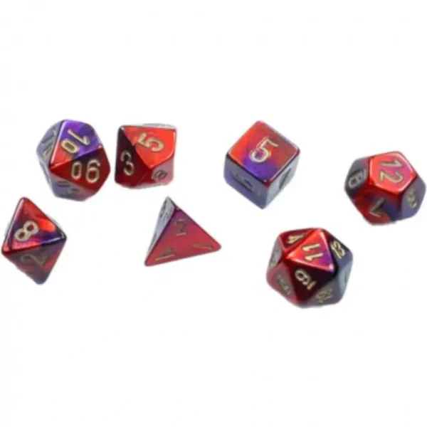 Chessex CHX20626 Mini-Polyhedral Gemini Purple-Red w/Gold - Miniature Marvels: Airplane Models & Painted Dice* Shop All