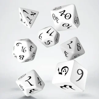 Online Classic RPG White & Black Dice Set (7) QWS SCLE02 - Miniature Marvels: Airplane Models & Painted Dice Dice
