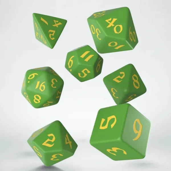 Online Classic Runic Green & Yellow Dice Set QWS SCLR2F - Miniature Marvels: Airplane Models & Painted Dice Dice