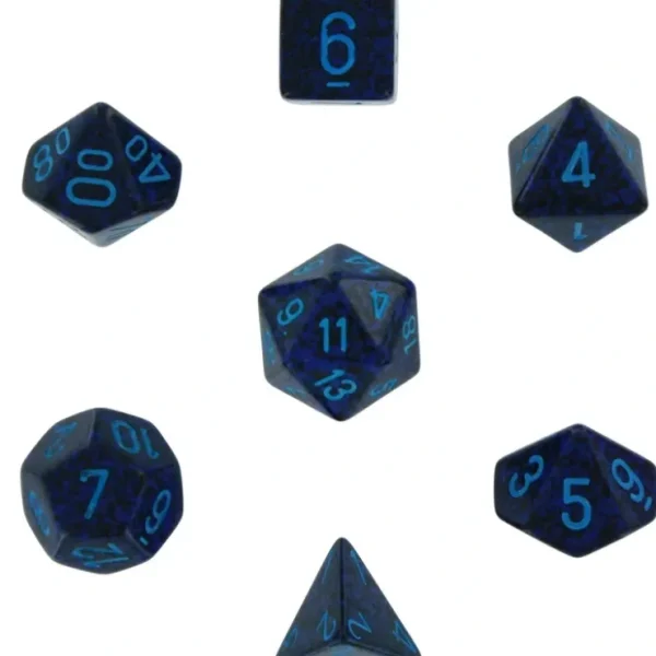 Hot Cobalt: Speckled Polyhedral Dice Set (7's) CHX 25307 - Miniature Marvels: Airplane Models & Painted Dice Dice