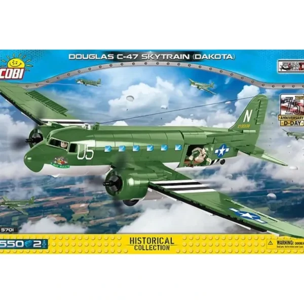 COBI 5701 Douglas C-47 Skytrain (Dakota) D-Day Edition - Miniature Marvels: Airplane Models & Painted Dice* Airplane Model