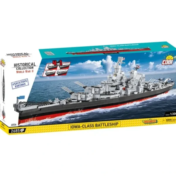 Cobi 4836 Iowa-Class Battleship 4 in 1 - Miniature Marvels: Airplane Models & Painted Dice* Airplane Model