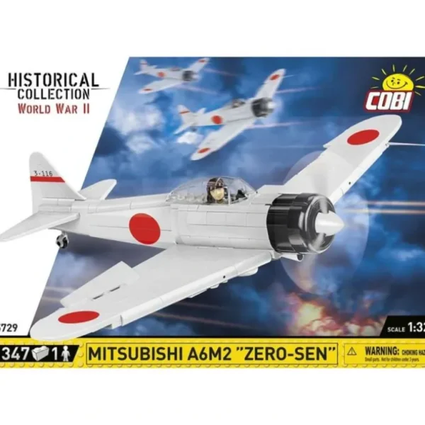 Cobi 5729 Mitsubishi A6M2 "Zero-Sen" - Miniature Marvels: Airplane Models & Painted Dice* Airplane Model