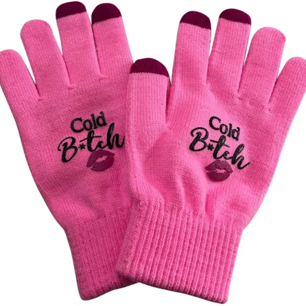 Hot COLD B*TCH GLOVES - Pink Winter Sexy Women Ladies - Touchscreen Functionality - Miniature Marvels: Airplane Models & Painted Dice Egpull