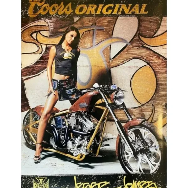 Hot Coors Poster HOT SEXY GIRL Jesse James Chopper Motorcycle 25 x 18 Vintage 2004 - Miniature Marvels: Airplane Models & Painted Dice Egpull