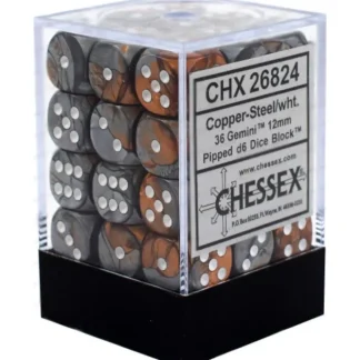 Cheap Copper-Steel / White: Gemini 12mm 36d6 Dice Block CHX 26824 - Miniature Marvels: Airplane Models & Painted Dice Dice