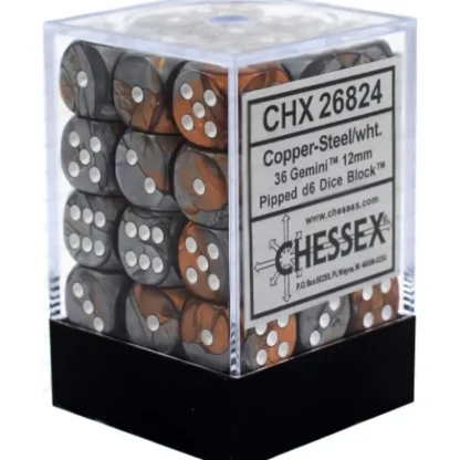 Cheap Copper-Steel / White: Gemini 12mm 36d6 Dice Block CHX 26824 - Miniature Marvels: Airplane Models & Painted Dice Dice