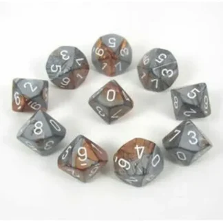 Store Copper-Steel / White: Gemini d10 Dice Set (10's) CHX 26224 - Miniature Marvels: Airplane Models & Painted Dice Dice
