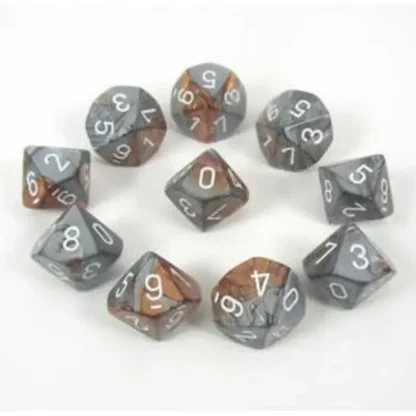 Store Copper-Steel / White: Gemini d10 Dice Set (10's) CHX 26224 - Miniature Marvels: Airplane Models & Painted Dice Dice