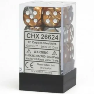 New Copper-Steel / White: Gemini 12d6 16mm Dice Set CHX 26624 - Miniature Marvels: Airplane Models & Painted Dice Dice