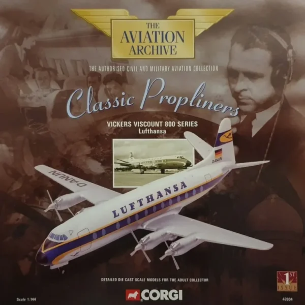 Corgi 47604 1:144 Lufthansa Vickers Viscount 800 - Miniature Marvels: Airplane Models & Painted Dice* Airplane Model