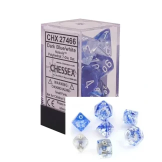 Sale Dark Blue with White: Nebula Polyhedral Dice Set (7's) CHX 27466 - Miniature Marvels: Airplane Models & Painted Dice Dice
