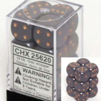 Store Dark Grey with Copper: Opaque 12d6 16mm Dice Set CHX 25620 - Miniature Marvels: Airplane Models & Painted Dice Dice