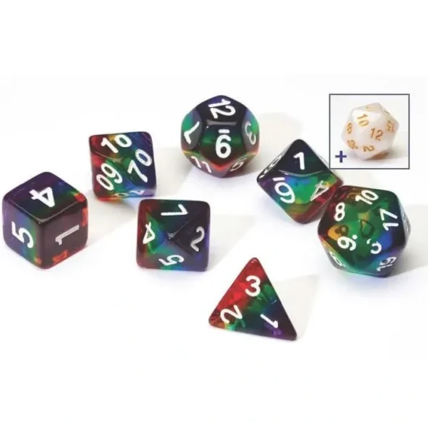 Sale Dice Set - Rainbow Transparent Layered Resin SDZ 0001-10 - Miniature Marvels: Airplane Models & Painted Dice Dice